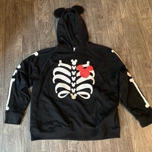 Disney Store XL Mickey Skeleton Hoodie Halloween
